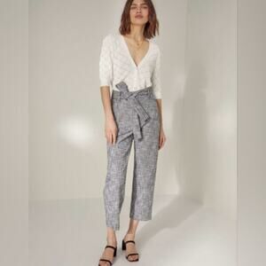 Aritzia Wilfred Tie Front Pant in Black/Espace Tweed Size 0.